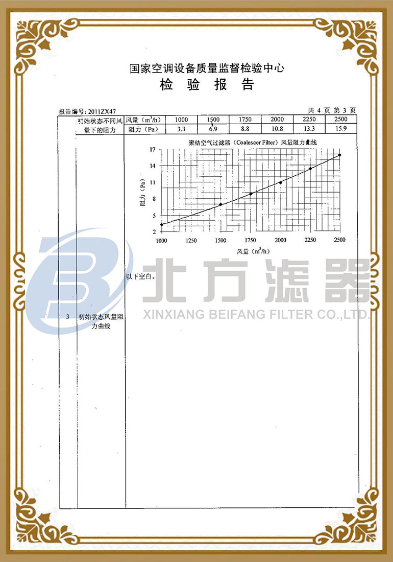 聚結(jié)空氣過濾器檢測報(bào)